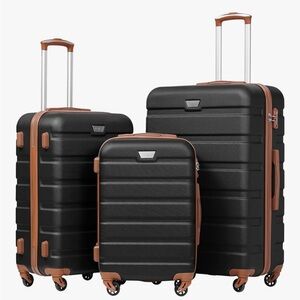Coolife - Black and Brown Luggage Set